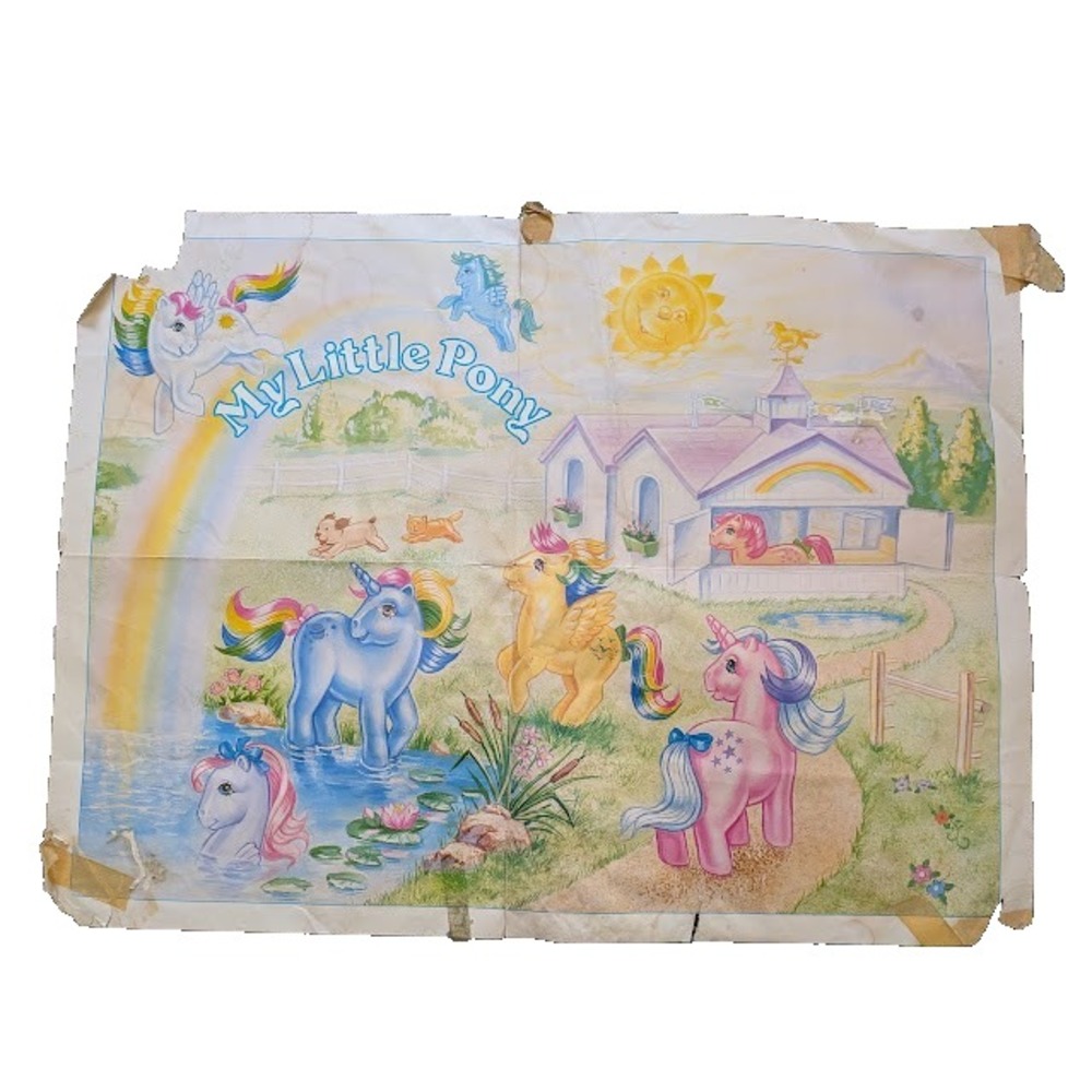 My Little Pony 1980s Poster Apology Hasbro Rare 22.5" x 17" Horseshoe Distressed